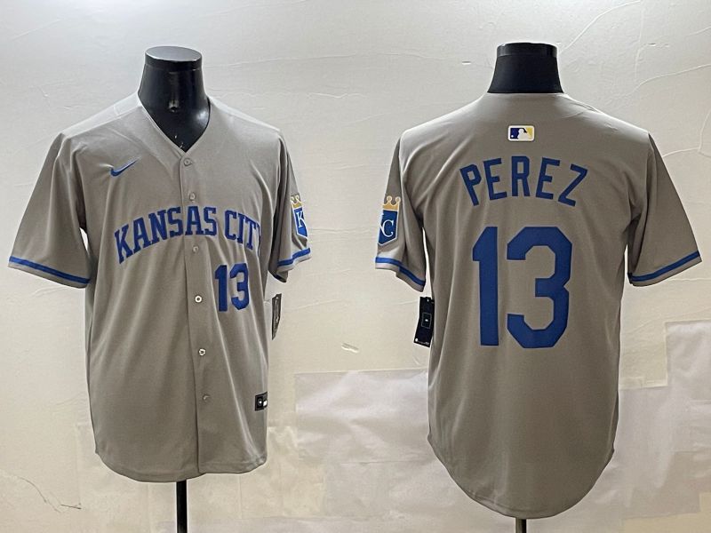 Men Kansas City Royals #13 Perez Grey Game 2025 Nike MLB Jersey style 3162->kansas city royals->MLB Jersey